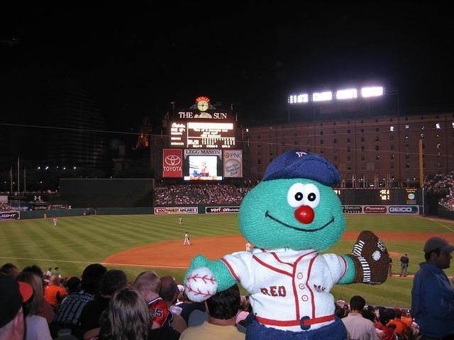 Wally in Camden Yards watchings a Sox/Orioles game