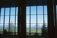 View of Tetons through Lodge windows